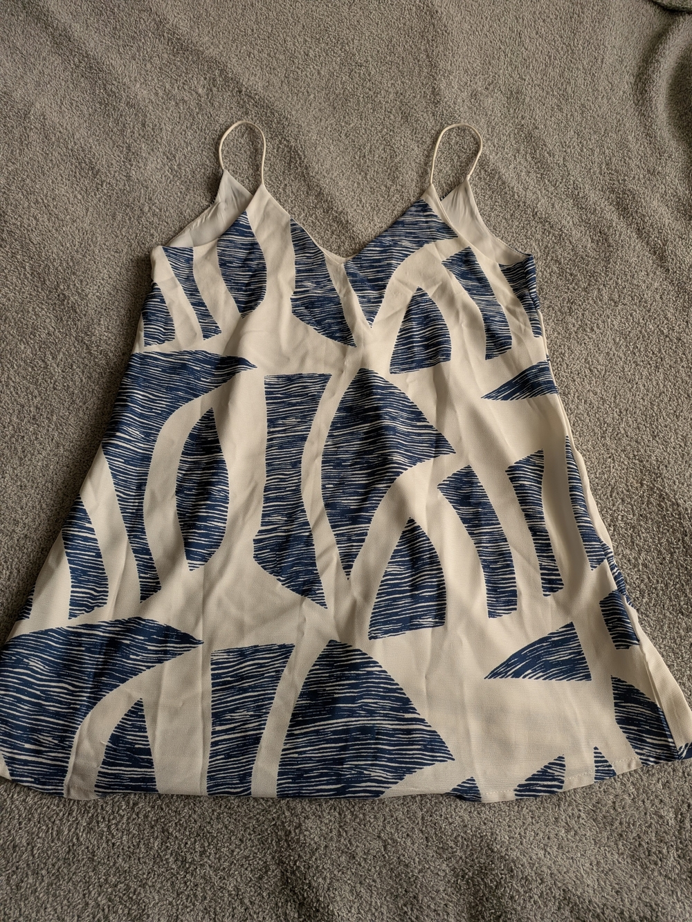🌼B2G1🌼 YOINS Cream Mini Slip Dress with Navy Blue Abstract Print NWOT